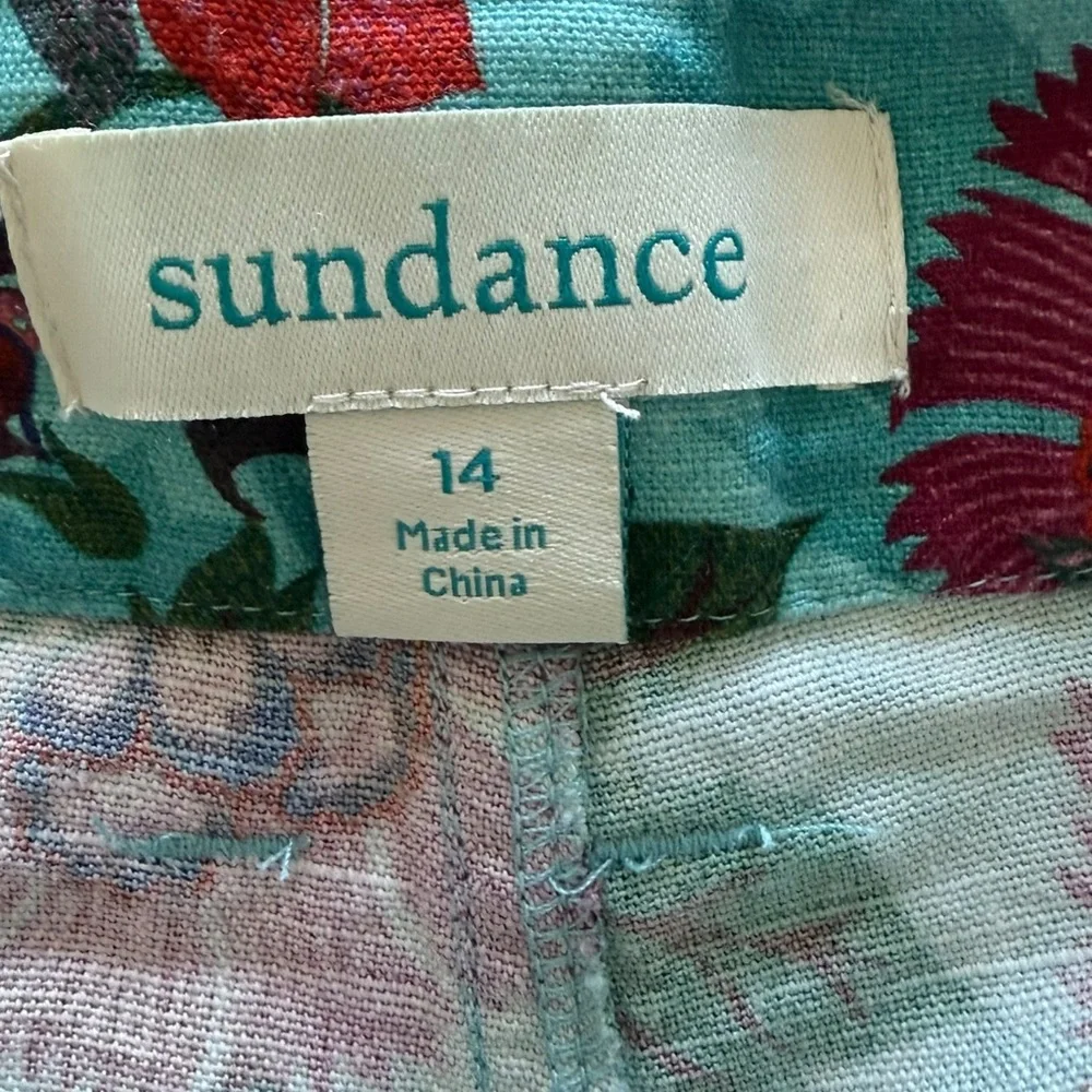 Sundance Women Sz 14 Cuffed Kalini Floral Paisley Linen Cotton Shorts Zip Front